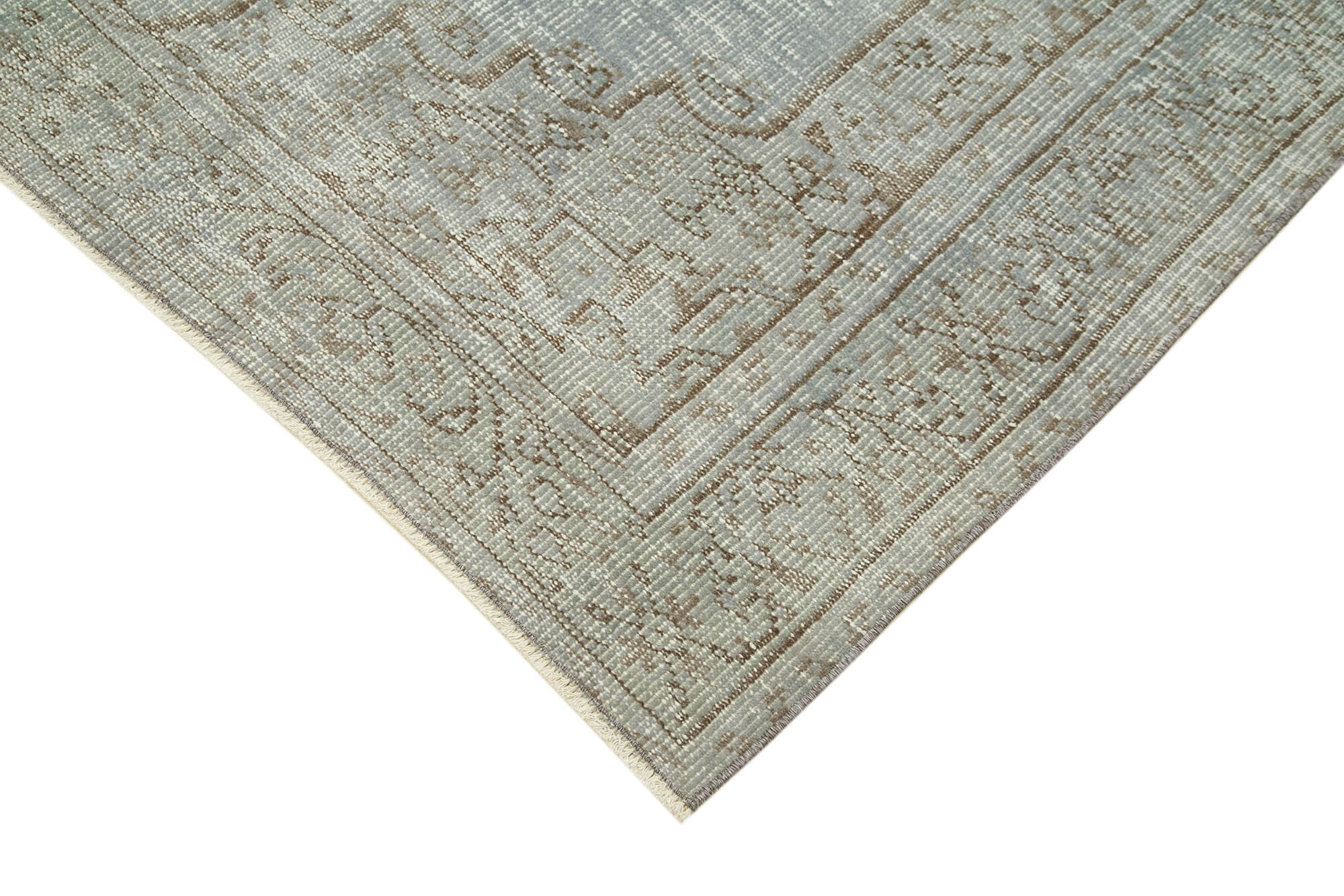 Vintage Wool Area Rug | Hand Knotted Rug Overdyed Grey Cotton Wool Carpet 5'5''x8'7''