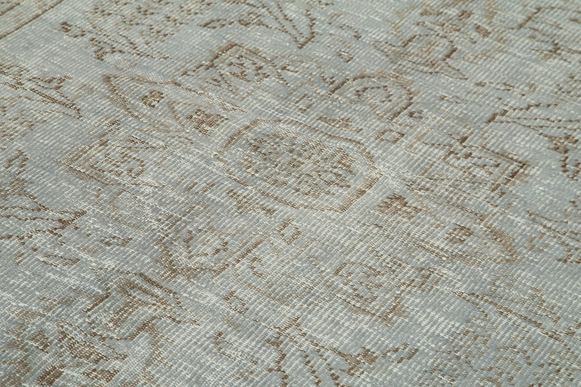 Vintage Wool Area Rug | Hand Knotted Rug Overdyed Grey Cotton Wool Carpet 5'5''x8'7''