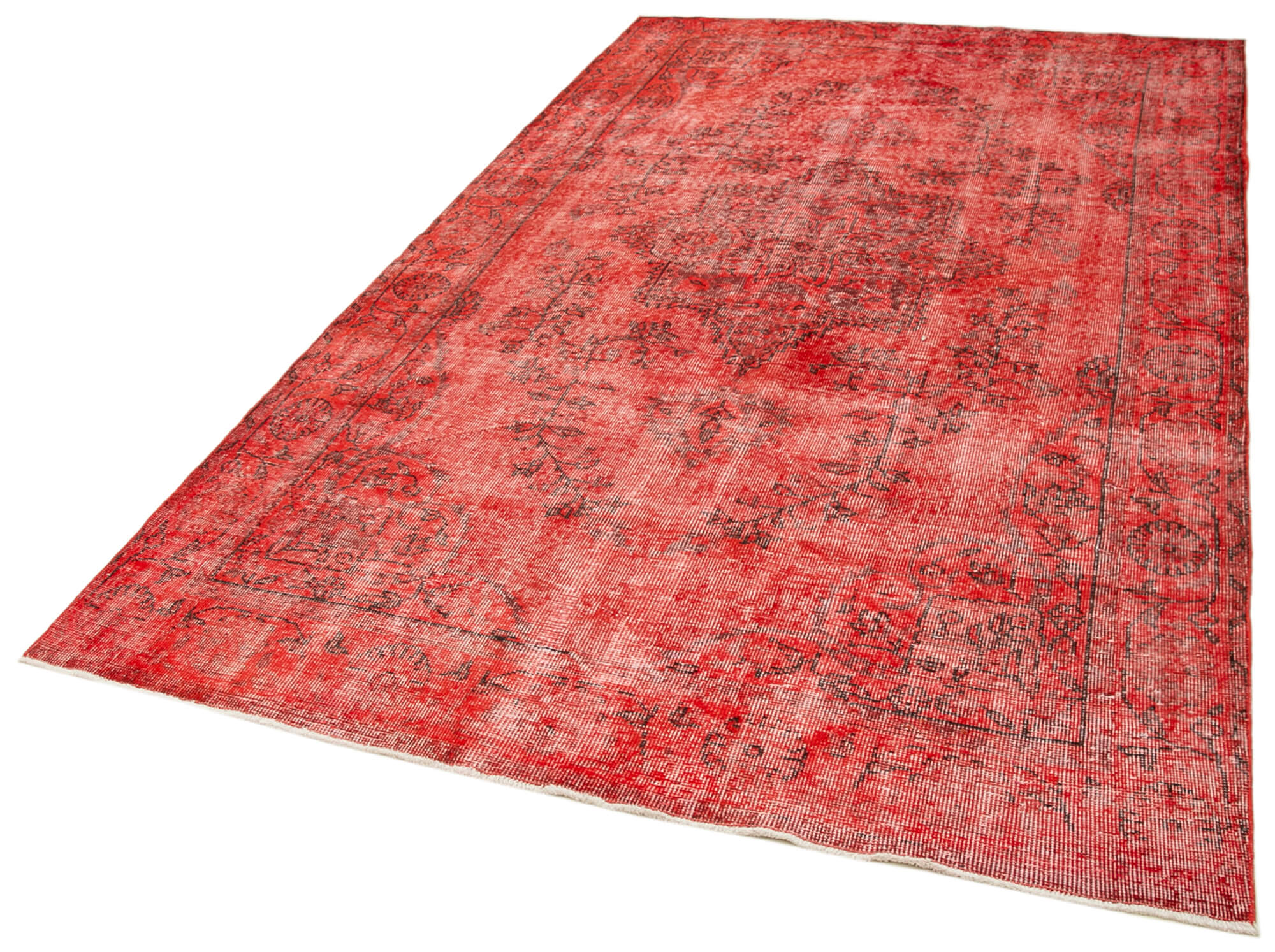 Handmade Area Rug - Overdyed Vintage Cotton Wool Carpet 5'6" x 9'4" Soft Texture