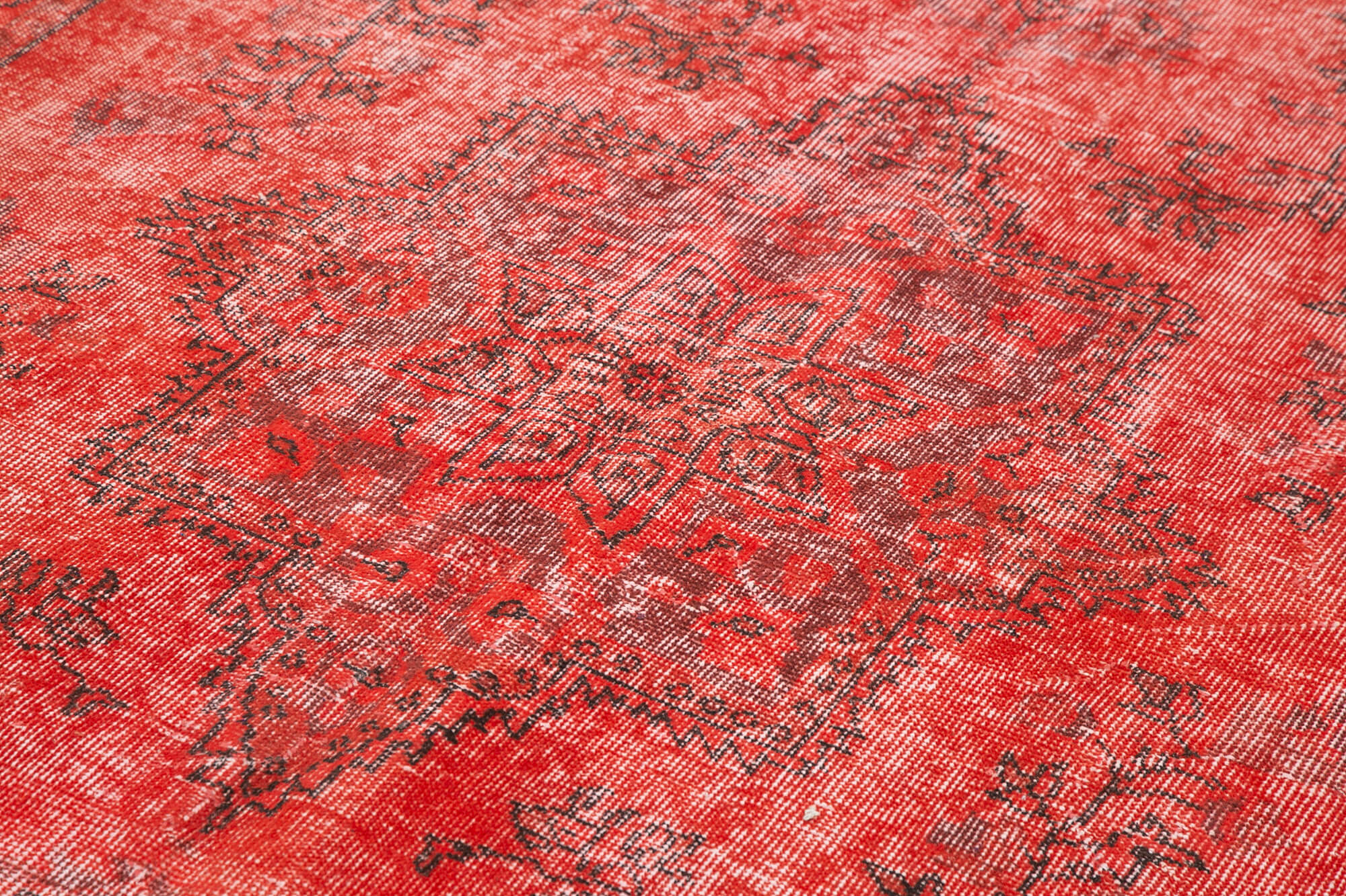 Handmade Area Rug - Overdyed Vintage Cotton Wool Carpet 5'6" x 9'4" Soft Texture