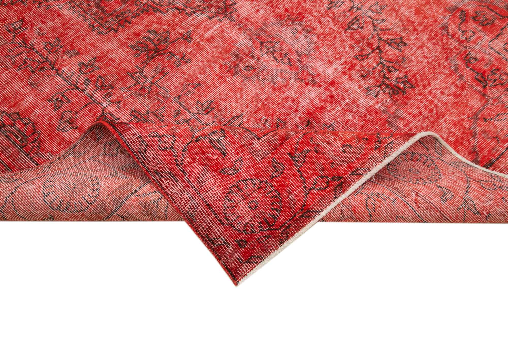 Handmade Area Rug - Overdyed Vintage Cotton Wool Carpet 5'6" x 9'4" Soft Texture
