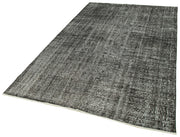 Handmade Vintage Area Rug - Overdyed Black Wool Cotton Blend Carpet 5'3''x8'1''