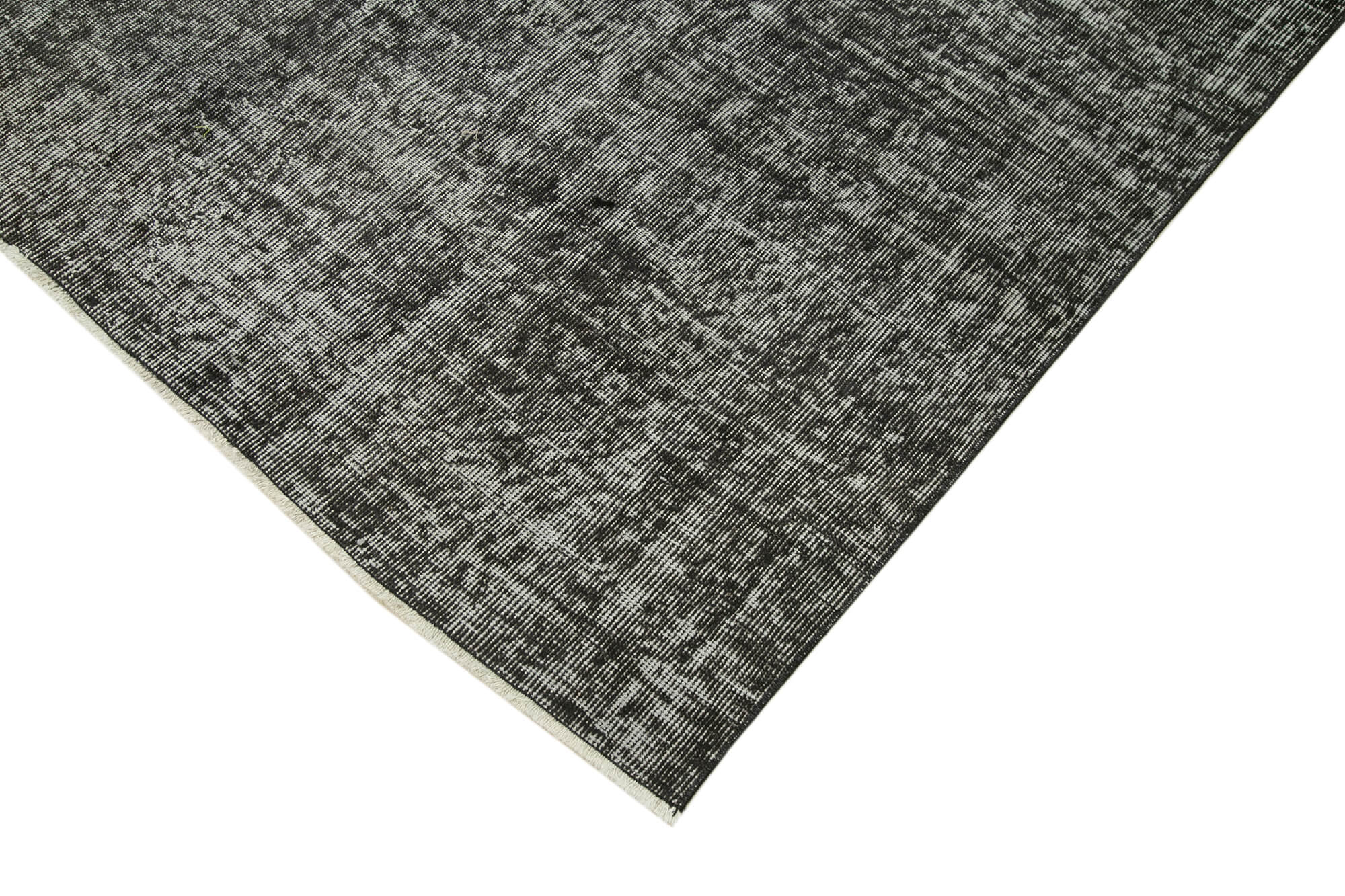 Handmade Vintage Area Rug - Overdyed Black Wool Cotton Blend Carpet 5'3''x8'1''