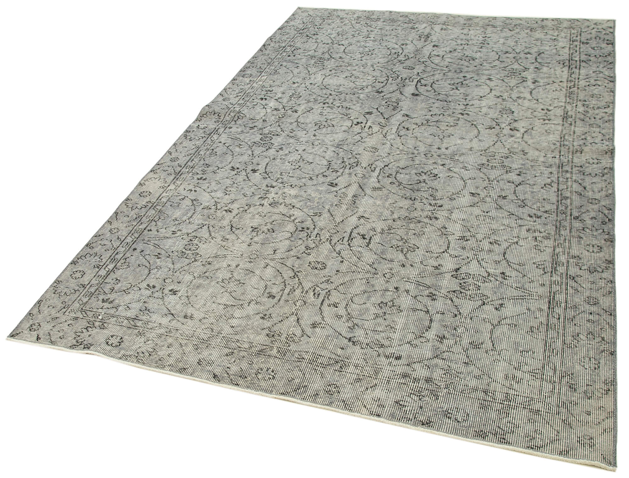 Handmade Vintage Area Rug - Overdyed Wool Rug | Turkish Grey Vintage Carpet 5'3''x8'5''