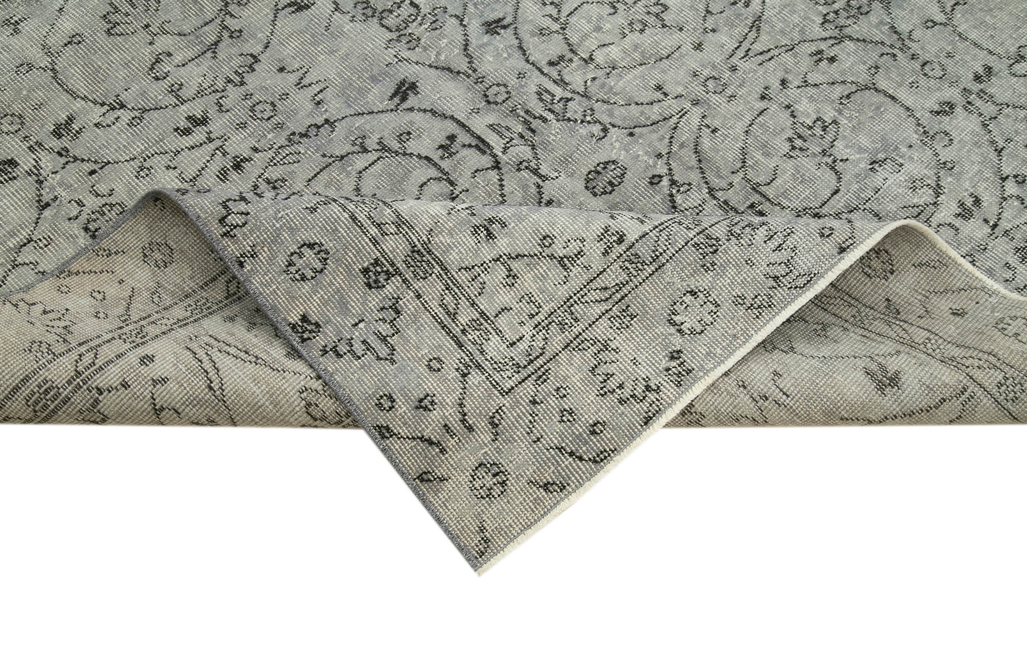 Handmade Vintage Area Rug - Overdyed Wool Rug | Turkish Grey Vintage Carpet 5'3''x8'5''