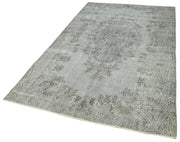 Handmade Vintage Area Rug - Overdyed Wool Rug with Soft Cotton Fiber, 4'11''x8'4''