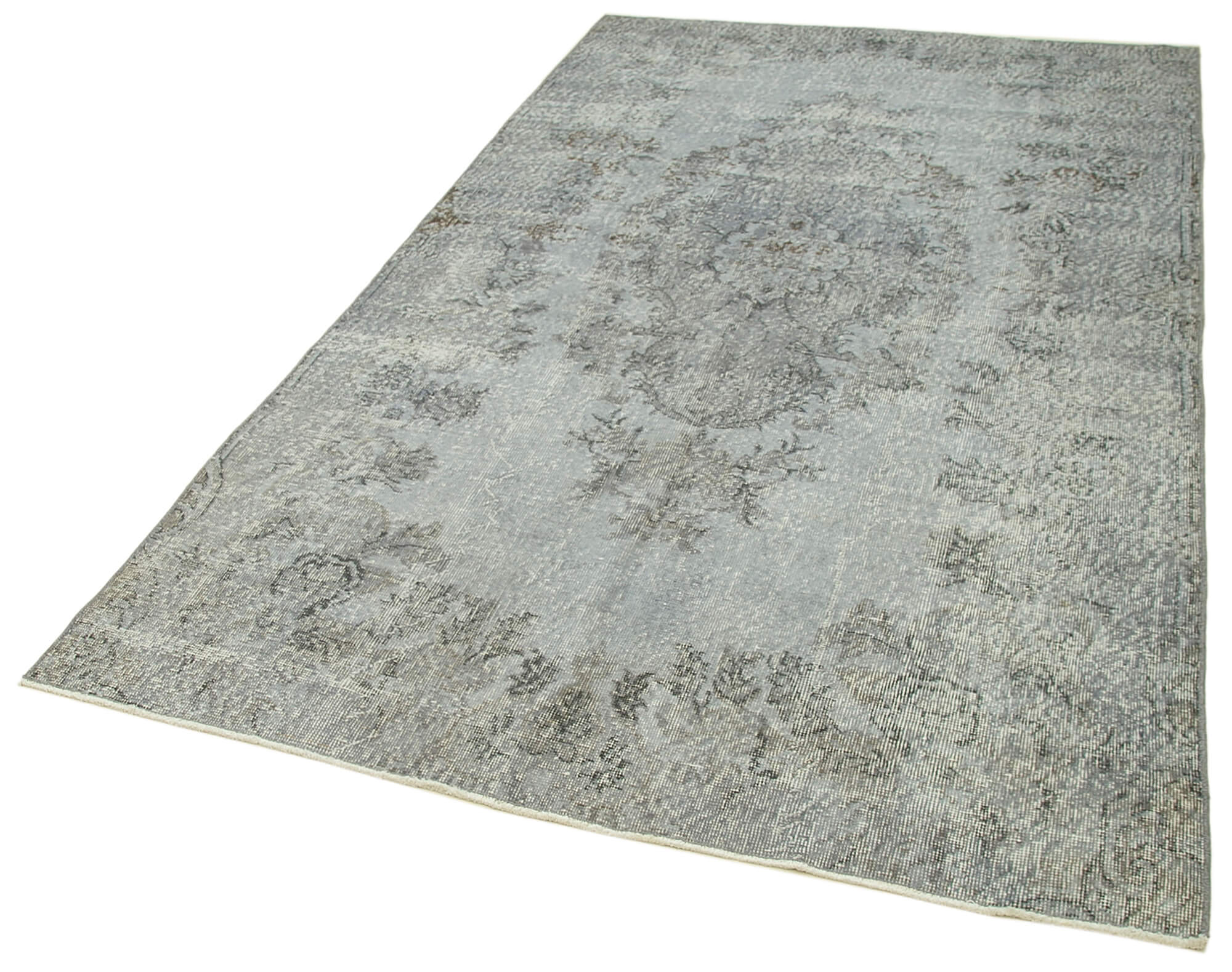 Handmade Vintage Area Rug - Overdyed Wool Rug with Soft Cotton Fiber, 4'11''x8'4''
