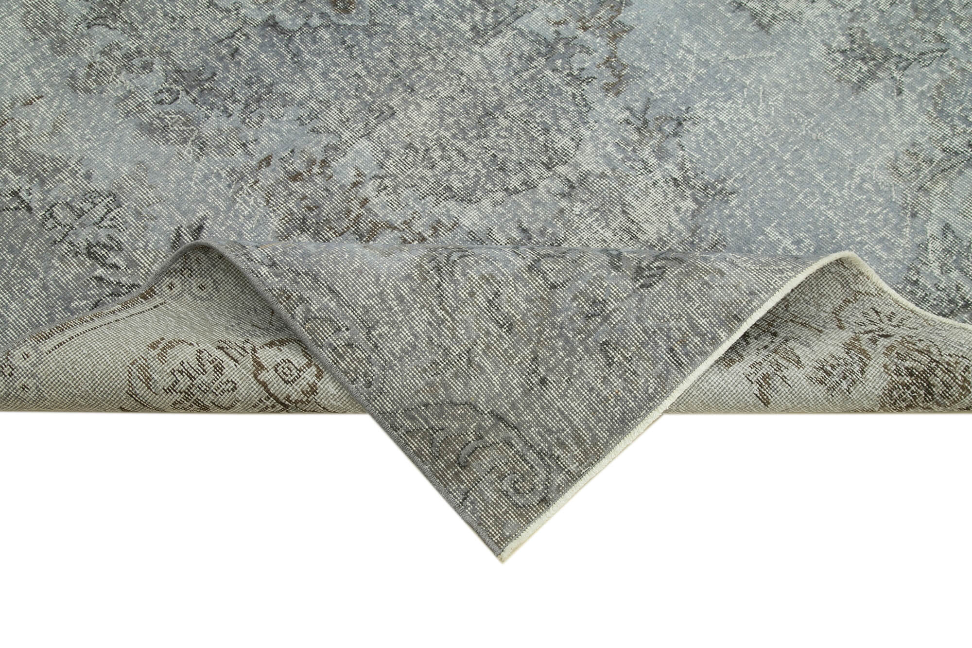 Handmade Vintage Area Rug - Overdyed Wool Rug with Soft Cotton Fiber, 4'11''x8'4''