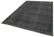 Vintage Handmade Area Rug - Overdyed Black Cotton Wool Rug 6'6''x9'8'' | Turkish Carpet
