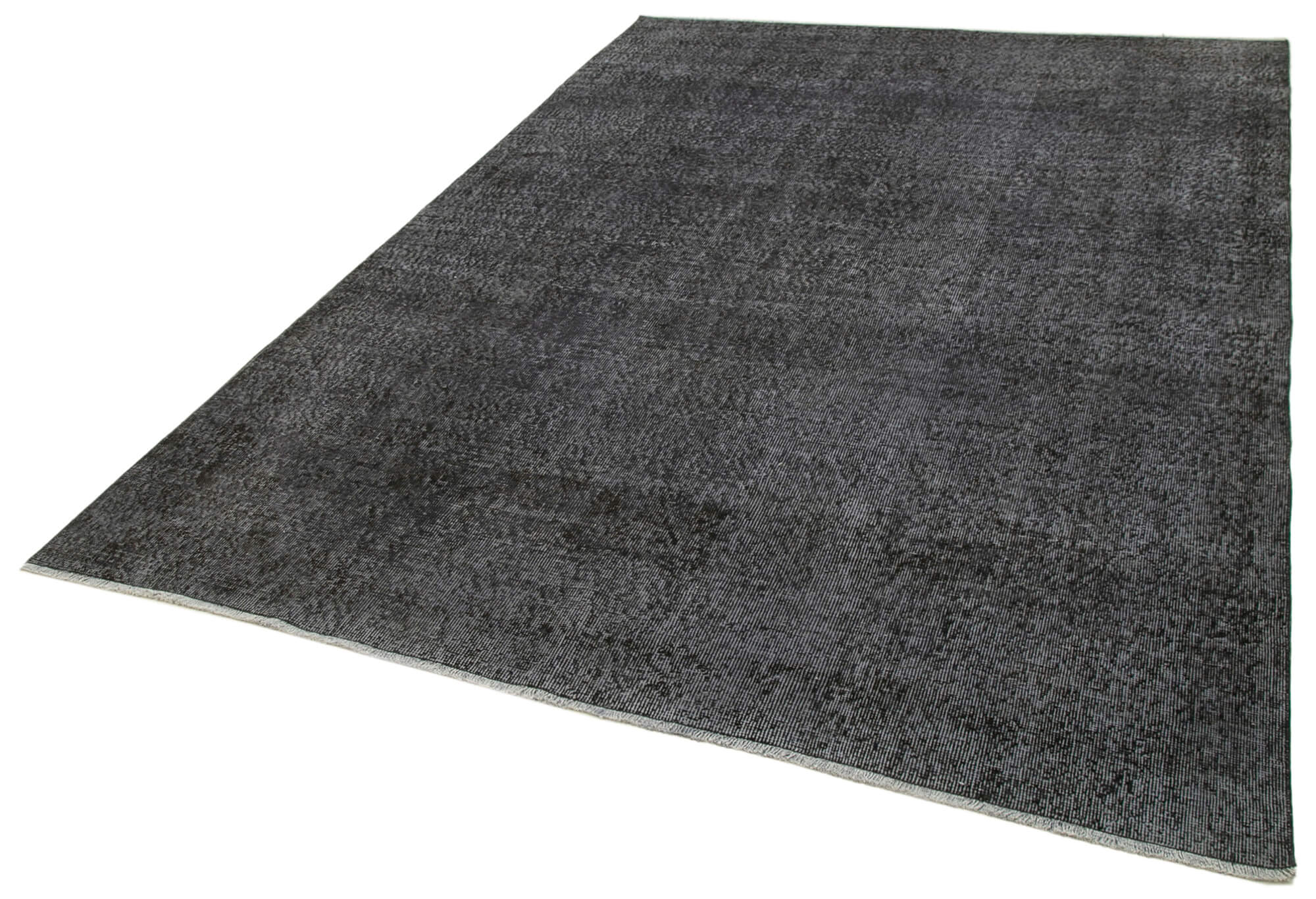 Vintage Handmade Area Rug - Overdyed Black Cotton Wool Rug 6'6''x9'8'' | Turkish Carpet