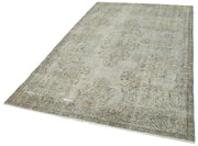 Handmade Vintage Area Rug - Overdyed Wool Carpet Grey Cotton, Bohemian Style 5'5''x9'