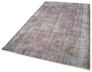 Vintage Wool Area Rug - Purple Overdyed Handmade 5'3''x8'11'' Cotton Wool Carpet