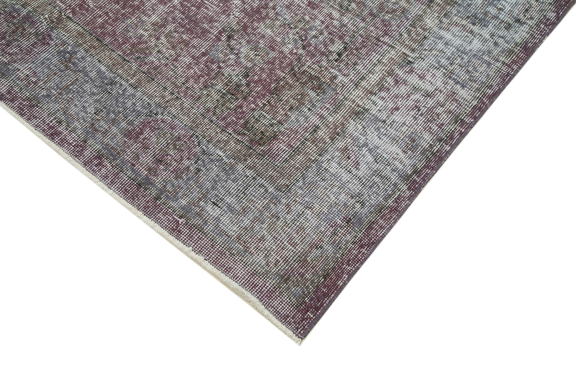 Vintage Wool Area Rug - Purple Overdyed Handmade 5'3''x8'11'' Cotton Wool Carpet