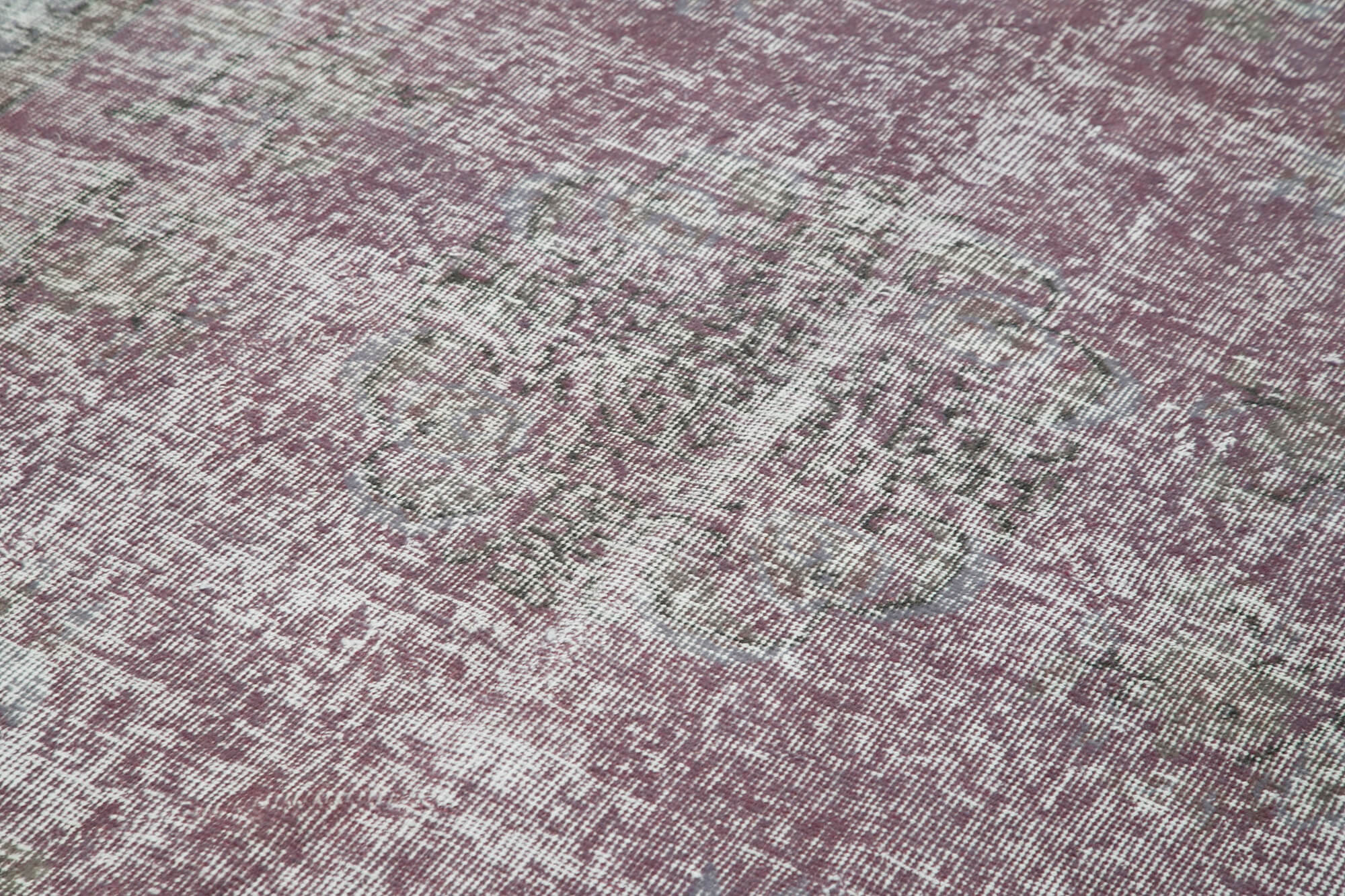 Vintage Wool Area Rug - Purple Overdyed Handmade 5'3''x8'11'' Cotton Wool Carpet