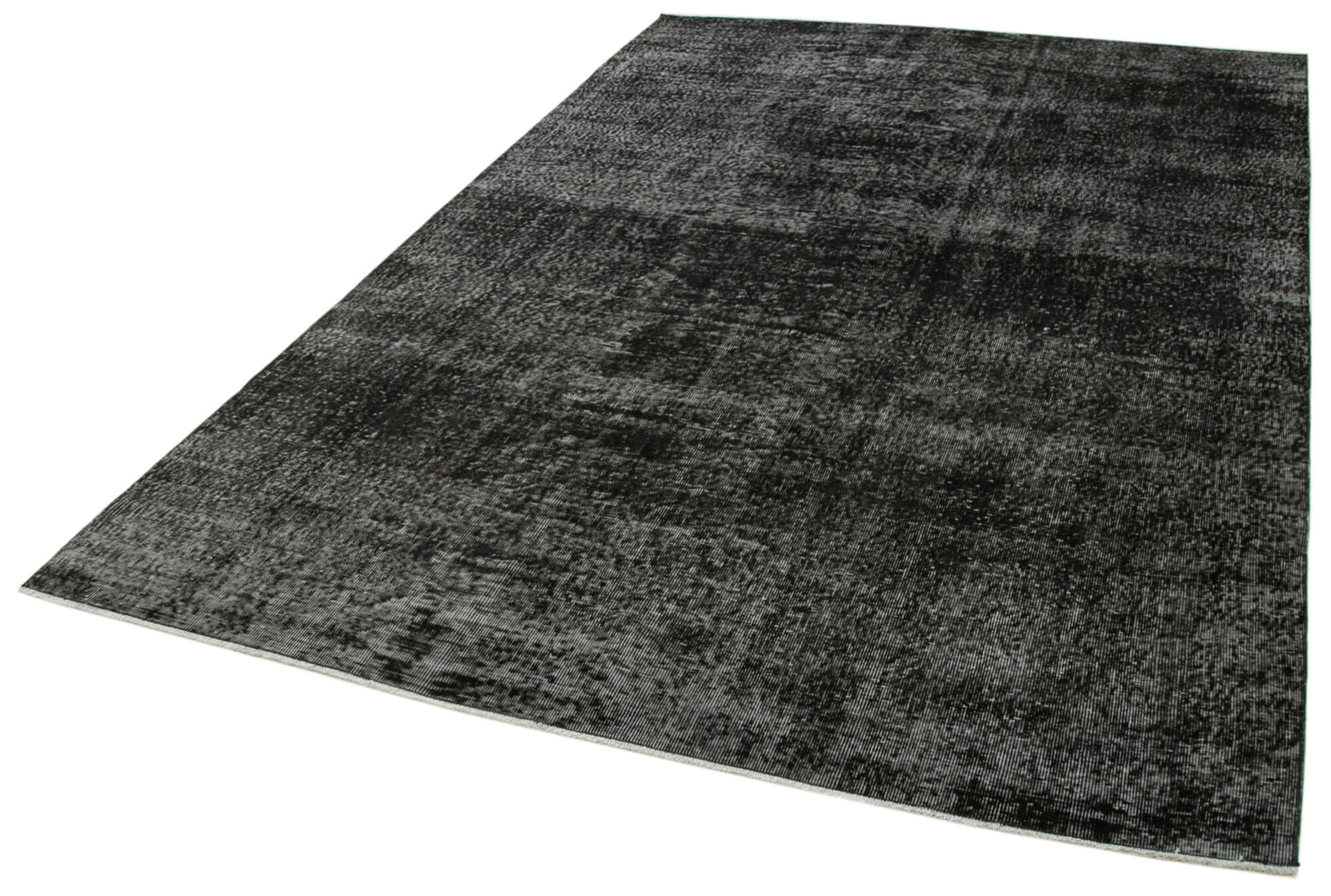 Vintage Handmade Area Rug - Overdyed Black Turkish Wool Carpet 6'5''x9'6''
