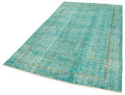 Vintage Area Rug – Overdyed Cotton Wool Carpet | Hand Woven Turquoise Rug 5'3''x9'0''