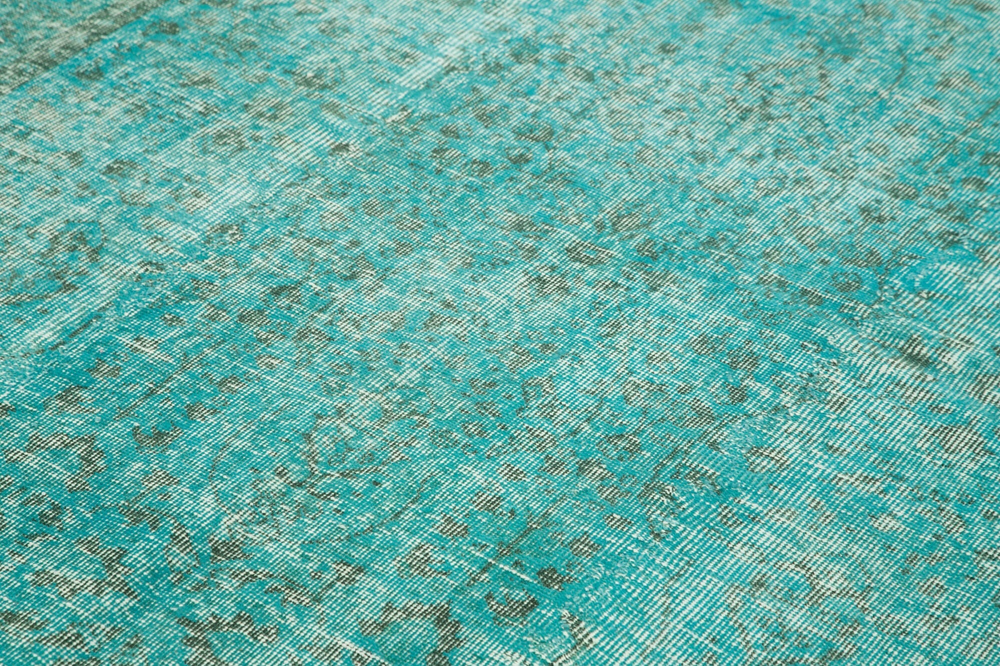 Vintage Area Rug – Overdyed Cotton Wool Carpet | Hand Woven Turquoise Rug 5'3''x9'0''