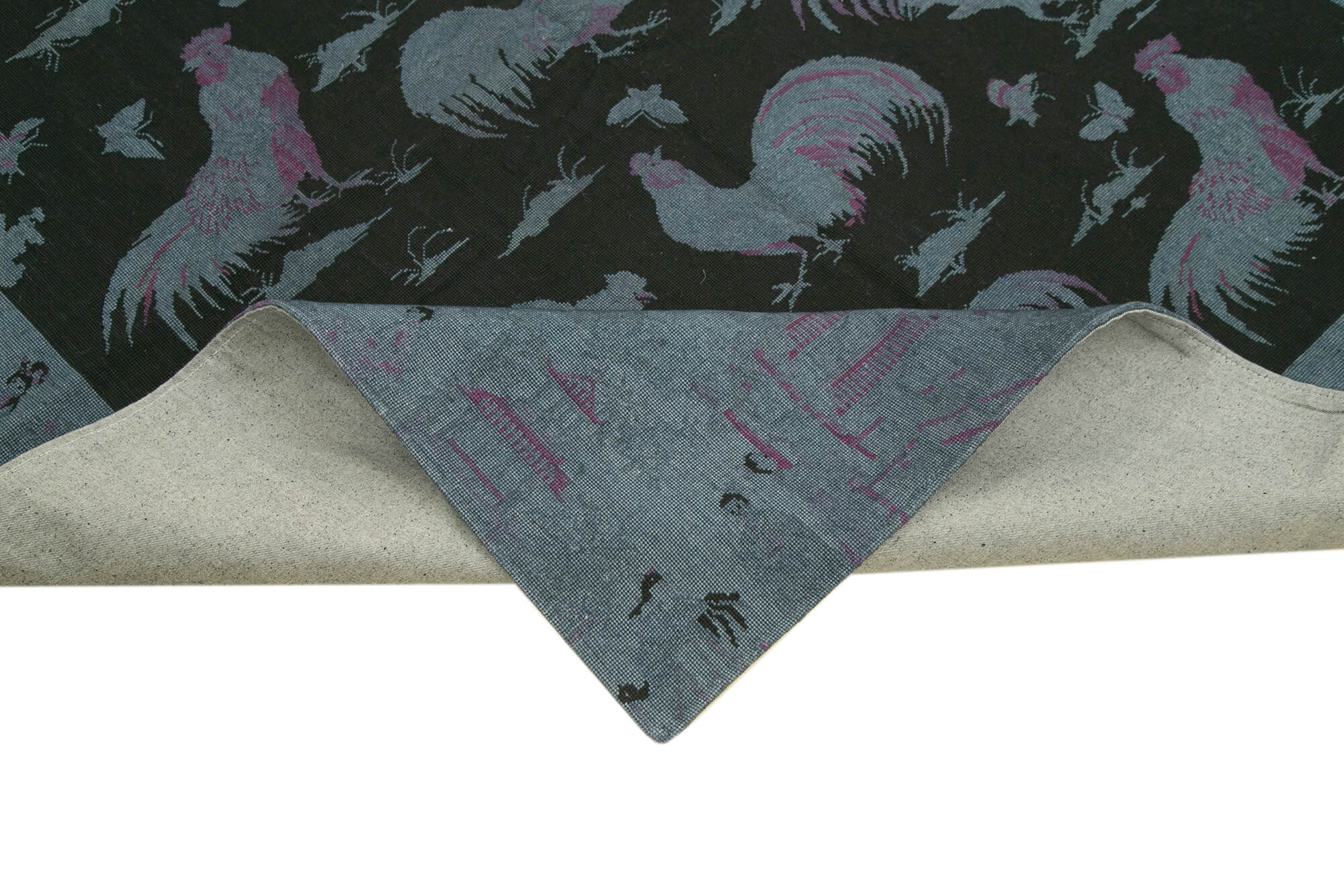 Handmade Wool Area Rug - Grey Figured Cotton Wool Blend, Hand Knotted Carpet 5'x8'2"