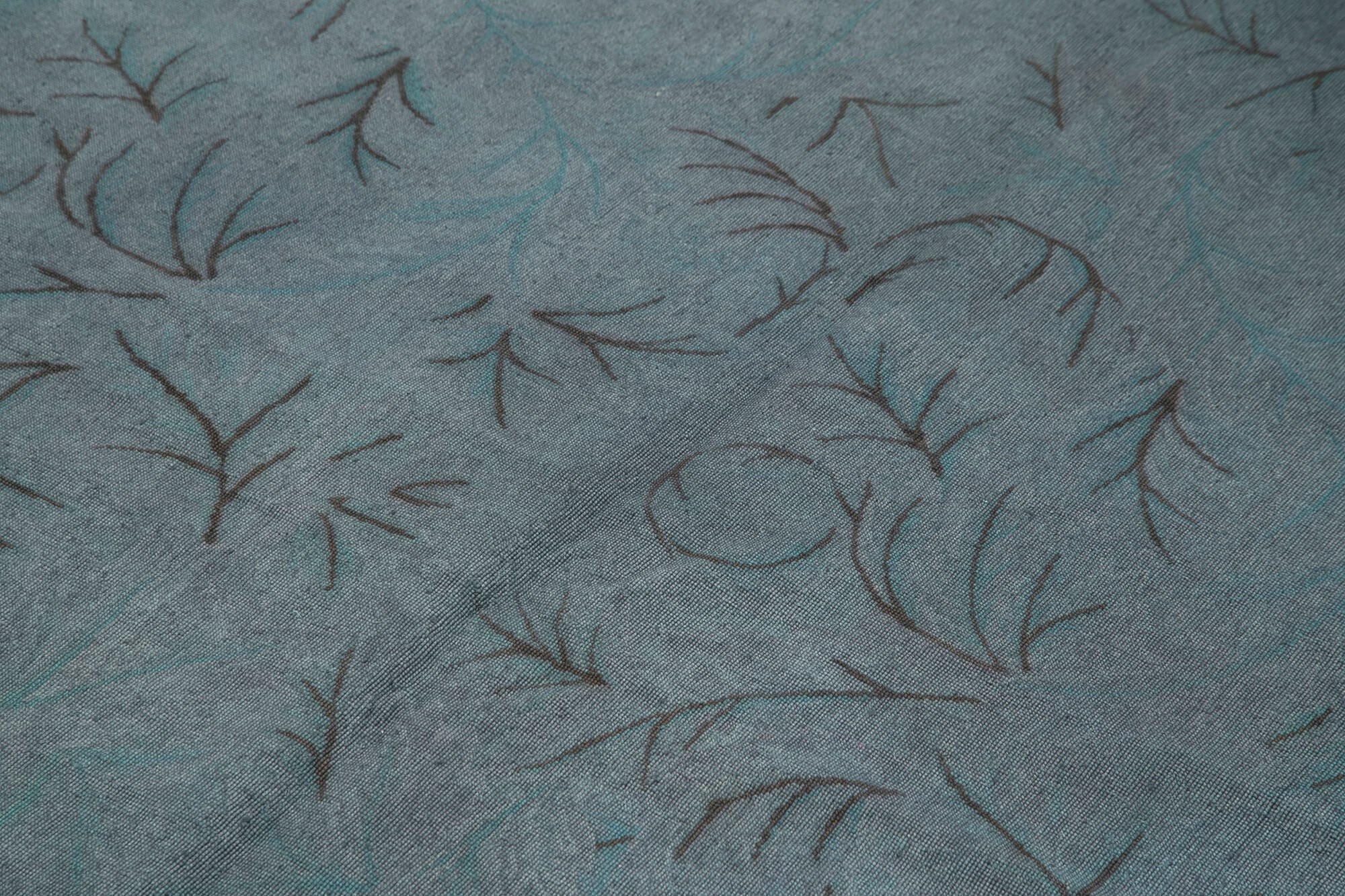 Handmade Wool Area Rug | Vintage Turkish Carpet With Blue Floral Pattern & Cotton Wool Carpet