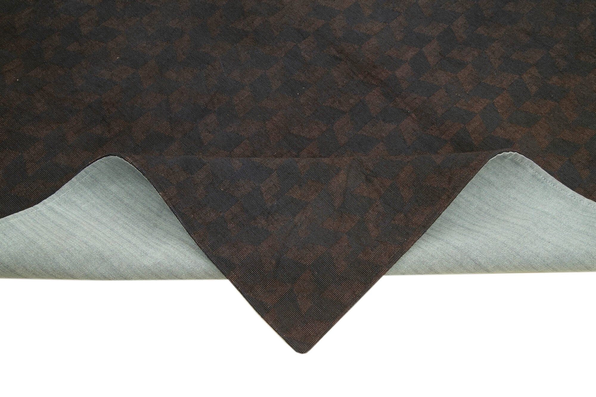 Handmade Area Rug – Brown Geometric Cotton Wool Hand Woven Vintage Turkish Carpet 5'7''x8'2''