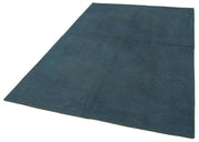 Handmade Wool Area Rug – Blue Floral Rug with Durable Cotton Weave 5'5''x8'0''