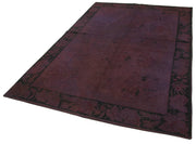 Handmade Wool Area Rug – Needlepoint Floral Rug, Purple Cotton Carpet 5'7''x8'6''