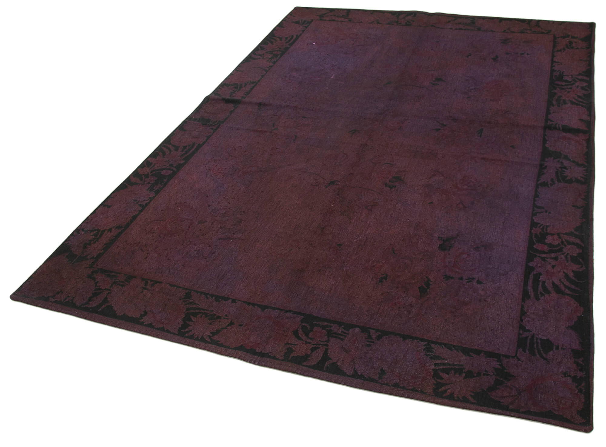 Handmade Wool Area Rug – Needlepoint Floral Rug, Purple Cotton Carpet 5'7''x8'6''