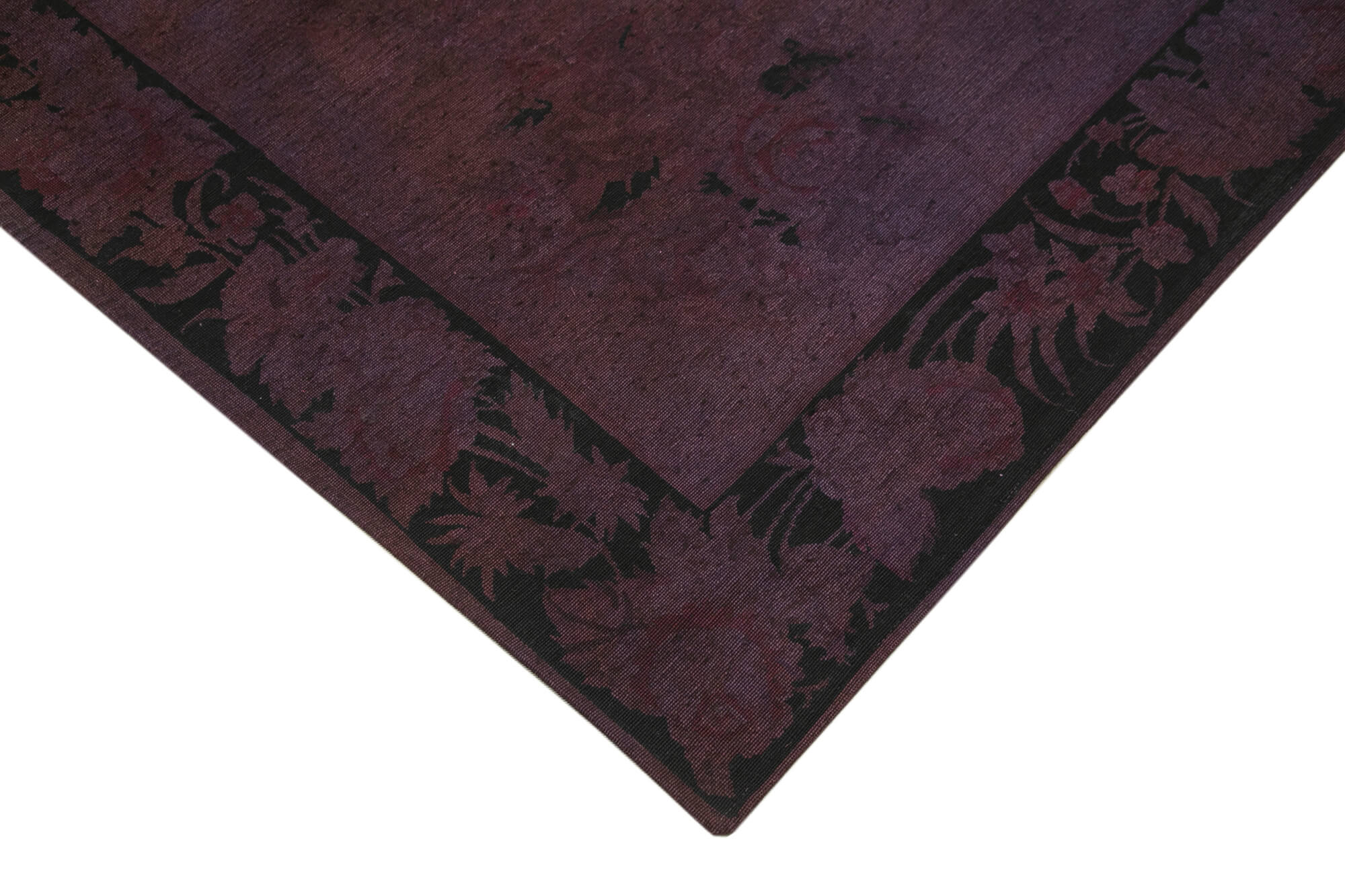 Handmade Wool Area Rug – Needlepoint Floral Rug, Purple Cotton Carpet 5'7''x8'6''