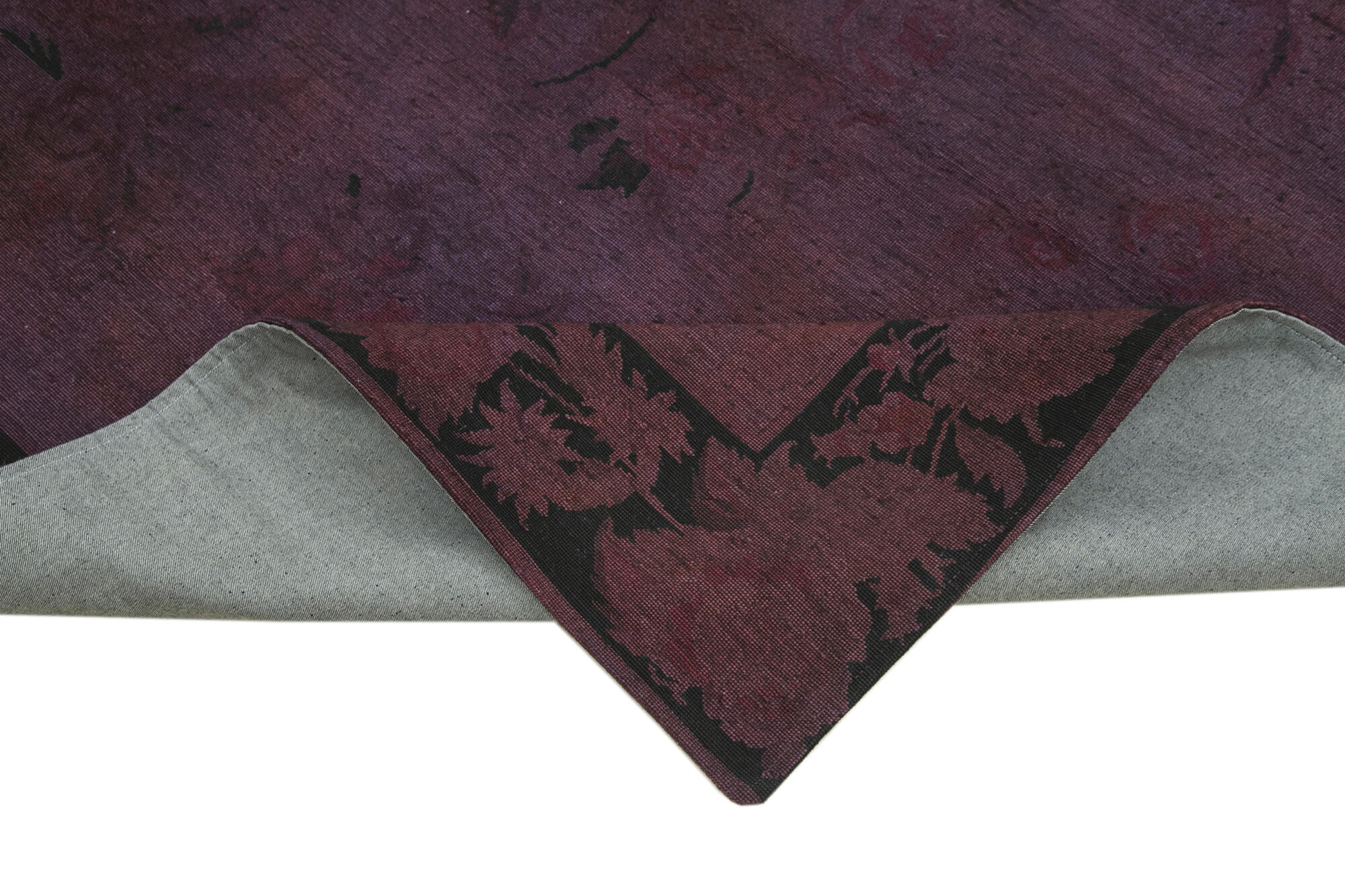 Handmade Wool Area Rug – Needlepoint Floral Rug, Purple Cotton Carpet 5'7''x8'6''