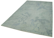 Handmade Wool Area Rug – Vintage Grey Floral Rug | Soft Texture Cotton Wool Carpet 5'11''x9'0''
