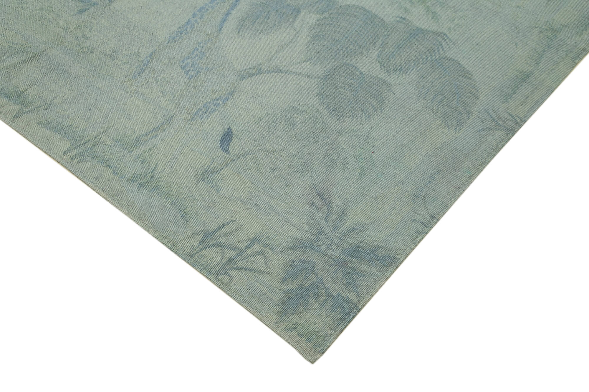 Handmade Wool Area Rug – Vintage Grey Floral Rug | Soft Texture Cotton Wool Carpet 5'11''x9'0''