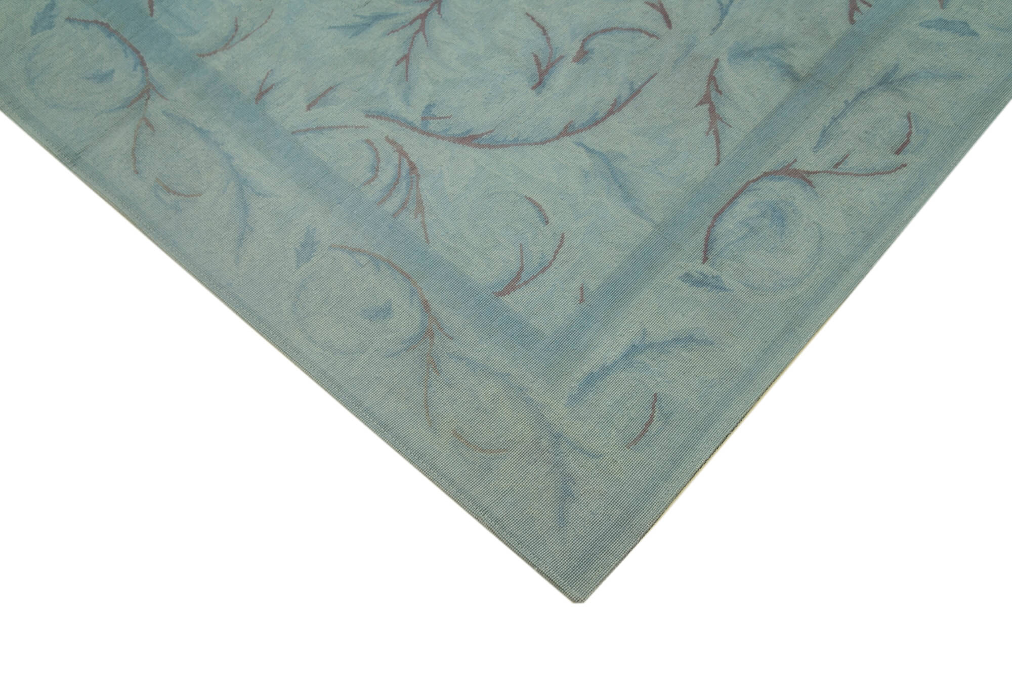 Handmade Wool Area Rug – Blue Floral Pattern Cotton Wool Carpet 5'4''x8'4''