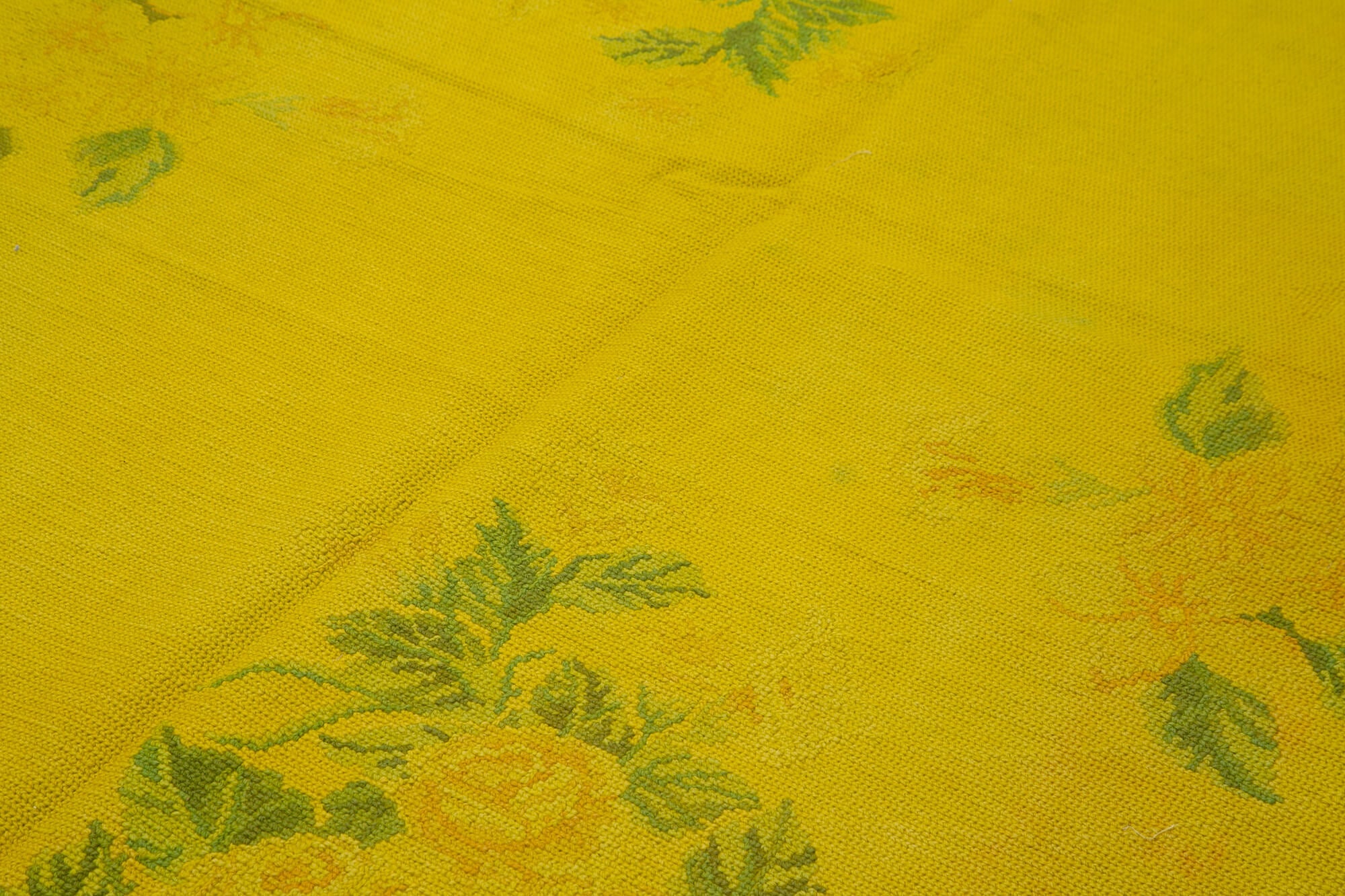 Handmade Wool Area Rug – Yellow Floral Rug, Vintage Turkish Carpet 5'6''x8'6''