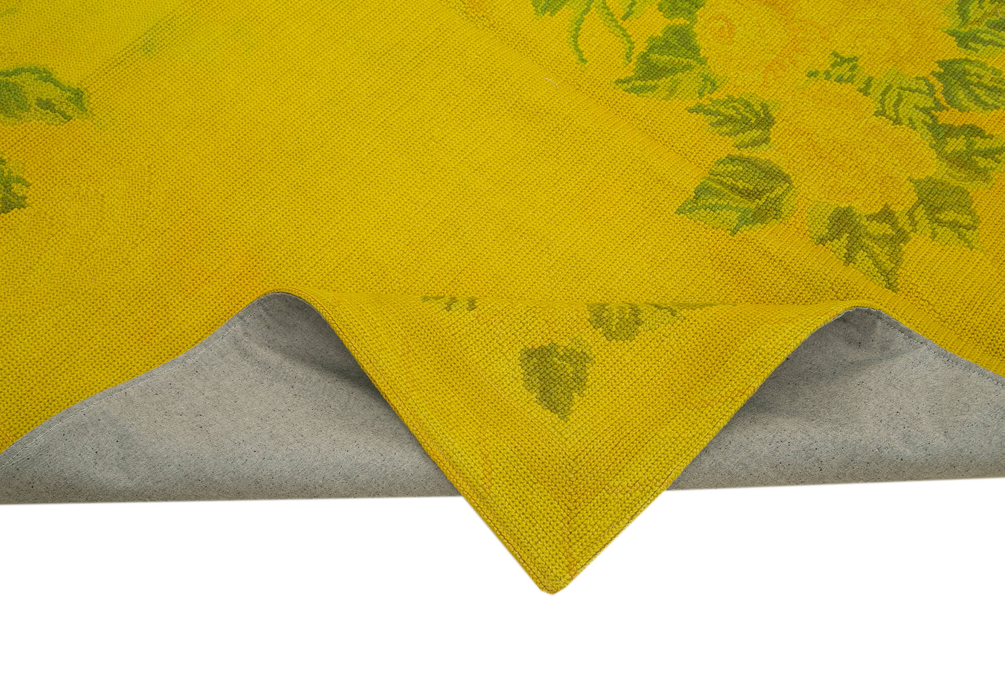 Handmade Wool Area Rug – Yellow Floral Rug, Vintage Turkish Carpet 5'6''x8'6''