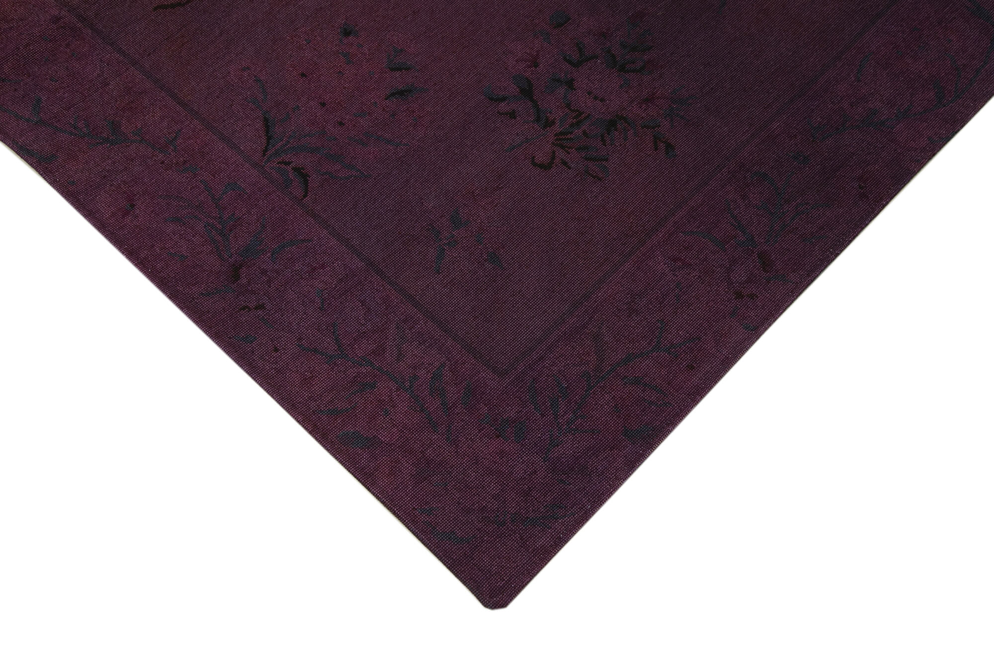 Handmade Area Rug - Brown Floral Wool Cotton Vintage Turkish Carpet 5'3''x8'3''