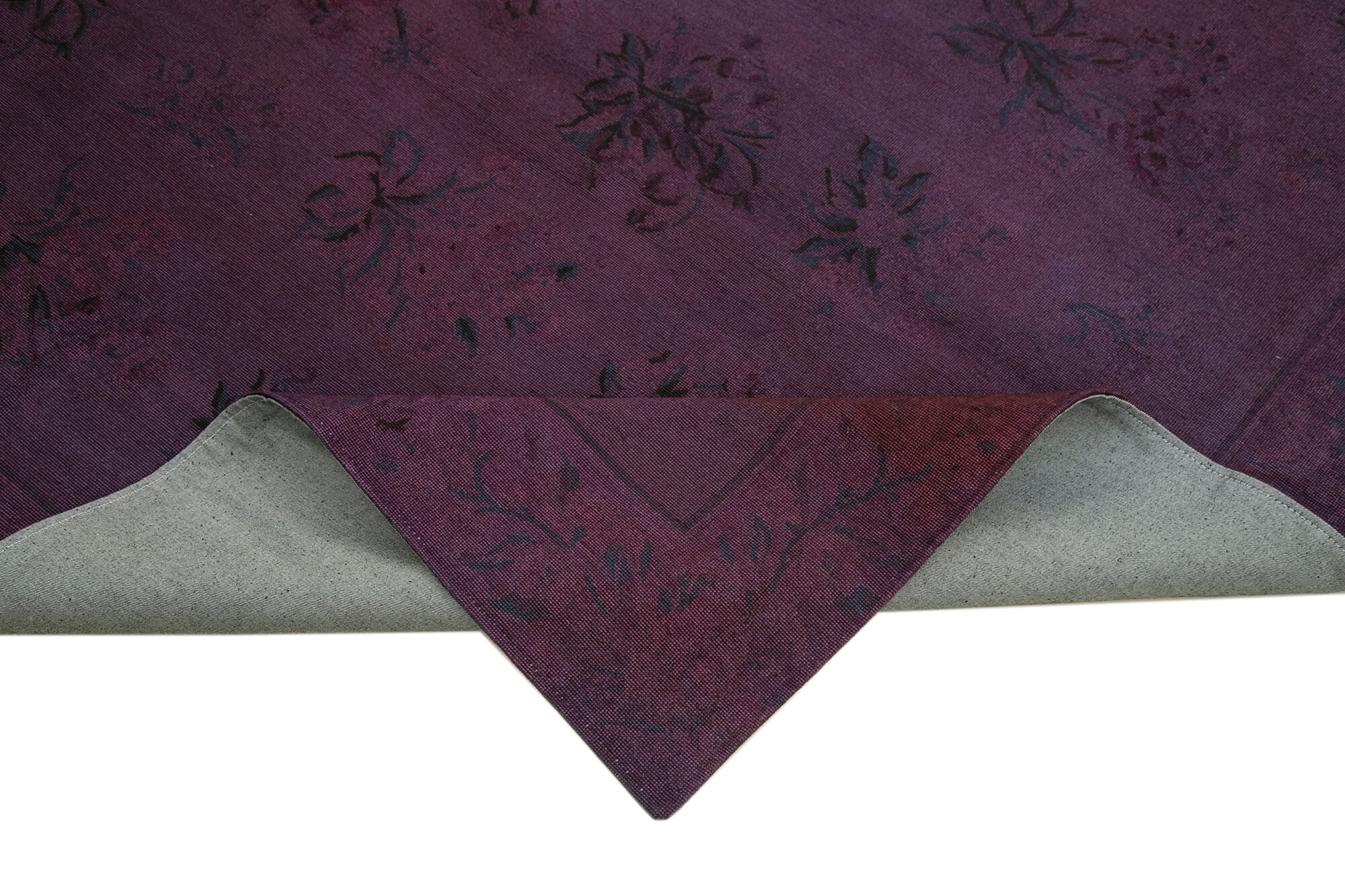 Handmade Area Rug - Brown Floral Wool Cotton Vintage Turkish Carpet 5'3''x8'3''