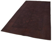 Handmade Wool Area Rug – Brown Floral Vintage Turkish Hand Knotted Carpet 6'x8'2"