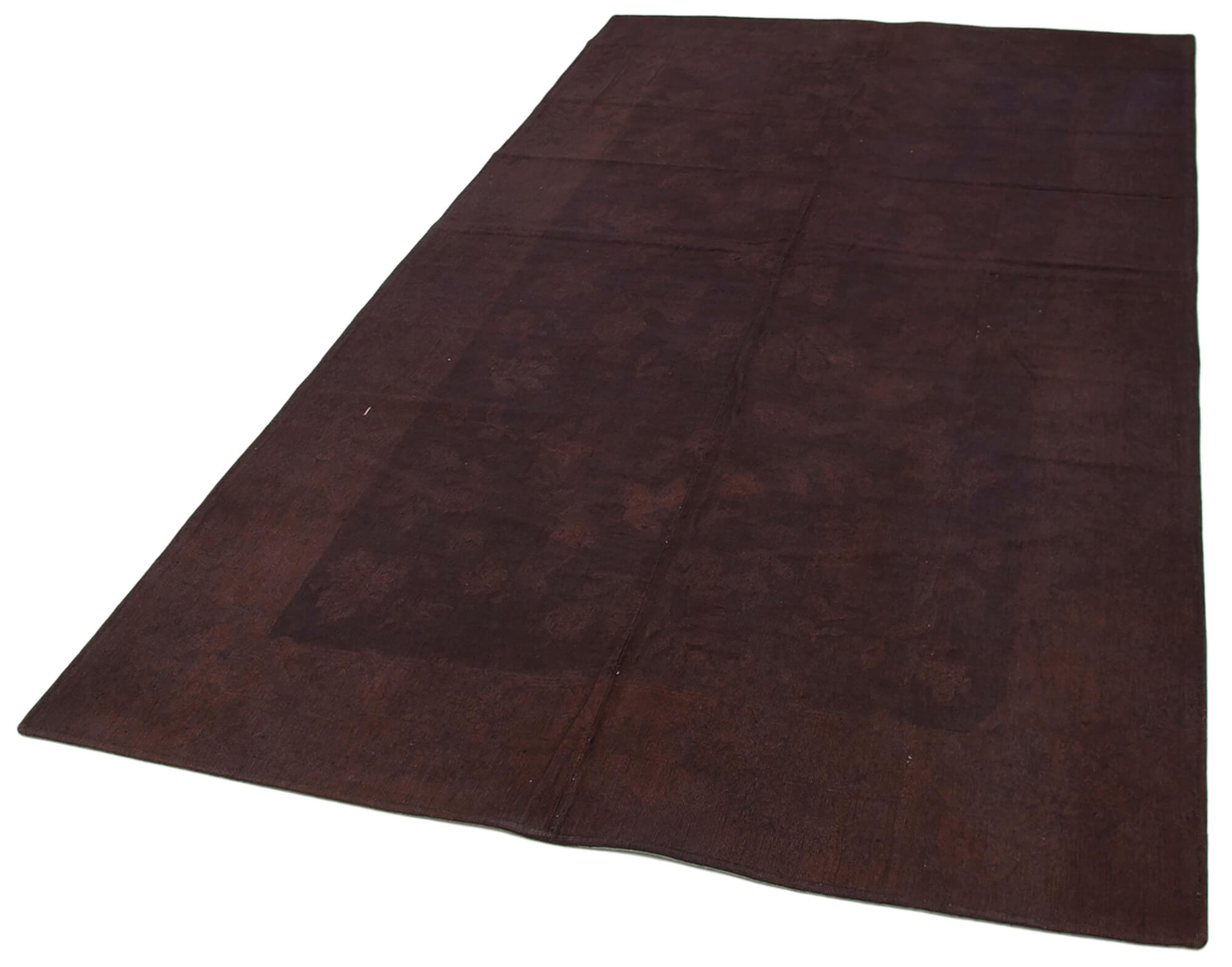 Handmade Wool Area Rug – Brown Floral Vintage Turkish Hand Knotted Carpet 6'x8'2"