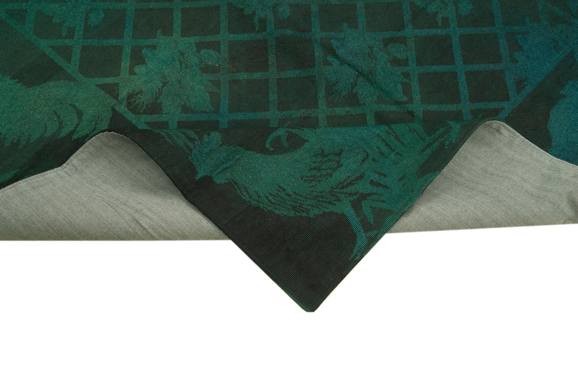 Handmade Area Rug – Vintage Wool Cotton Floral Carpet 5'5'' x 7'10'' Green