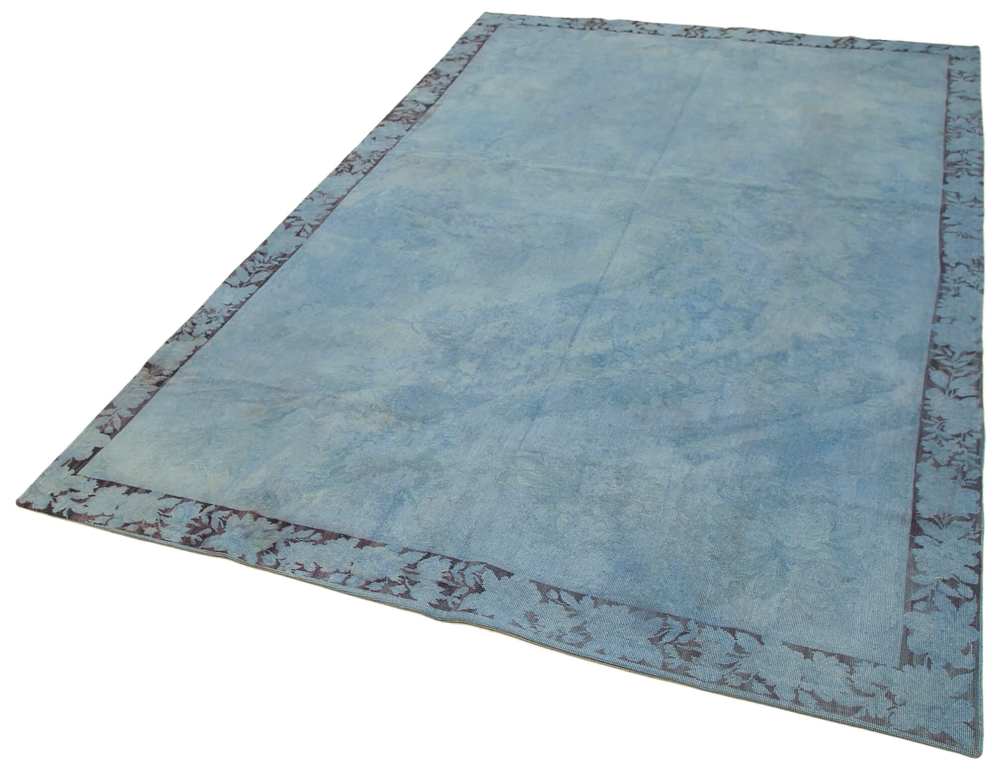 Handmade Wool Area Rug – Blue Floral Pattern Carpet | Cotton Wool Carpet 5'4''x8'6''