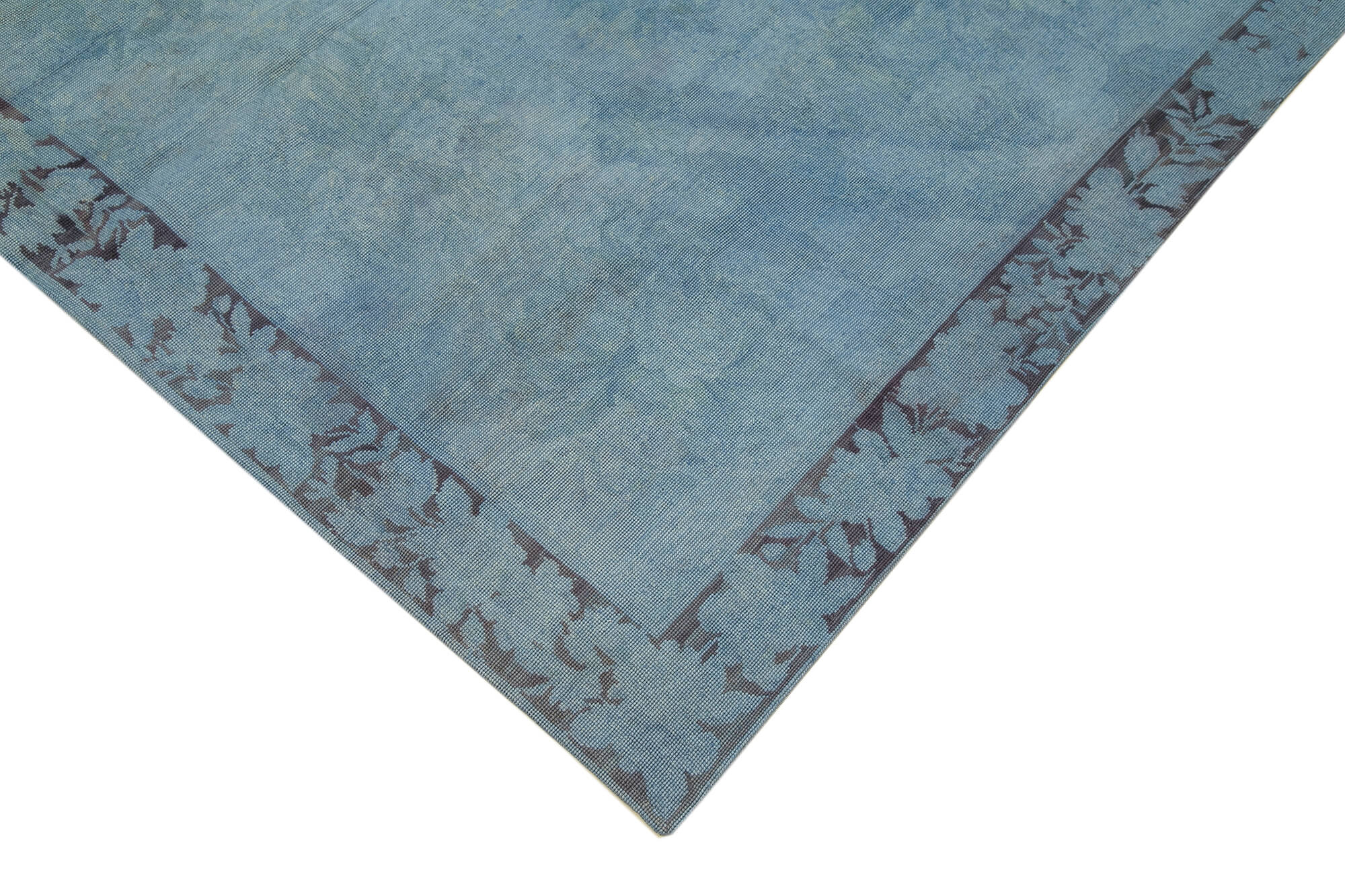 Handmade Wool Area Rug – Blue Floral Pattern Carpet | Cotton Wool Carpet 5'4''x8'6''