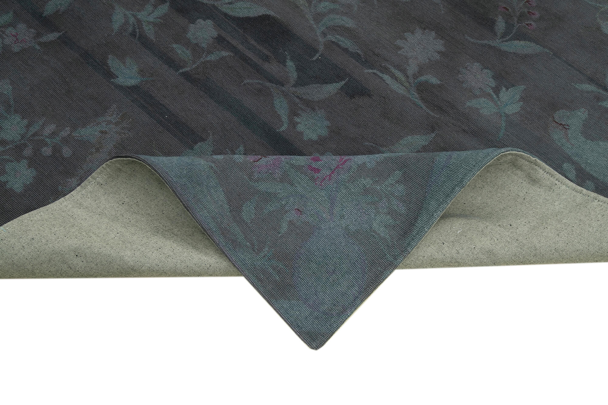 Handmade Wool Area Rug - Vintage Grey Floral Cotton Wool Carpet 5'4''x8'0'' by Agacan