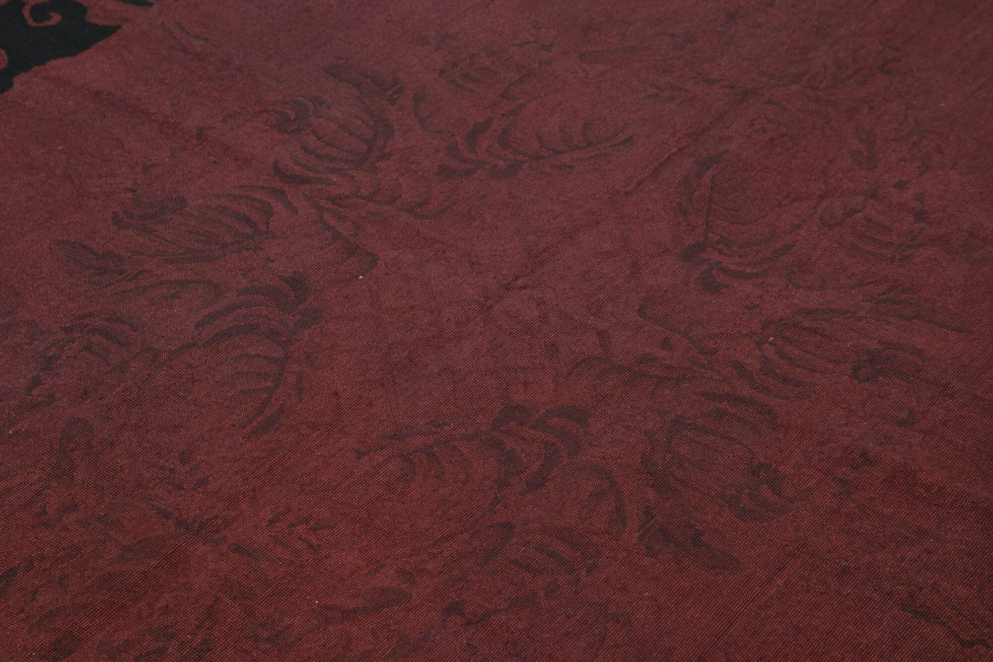Handmade Area Rug – Needlepoint Floral Design Red Cotton Wool Carpet 5'4"x8'3"