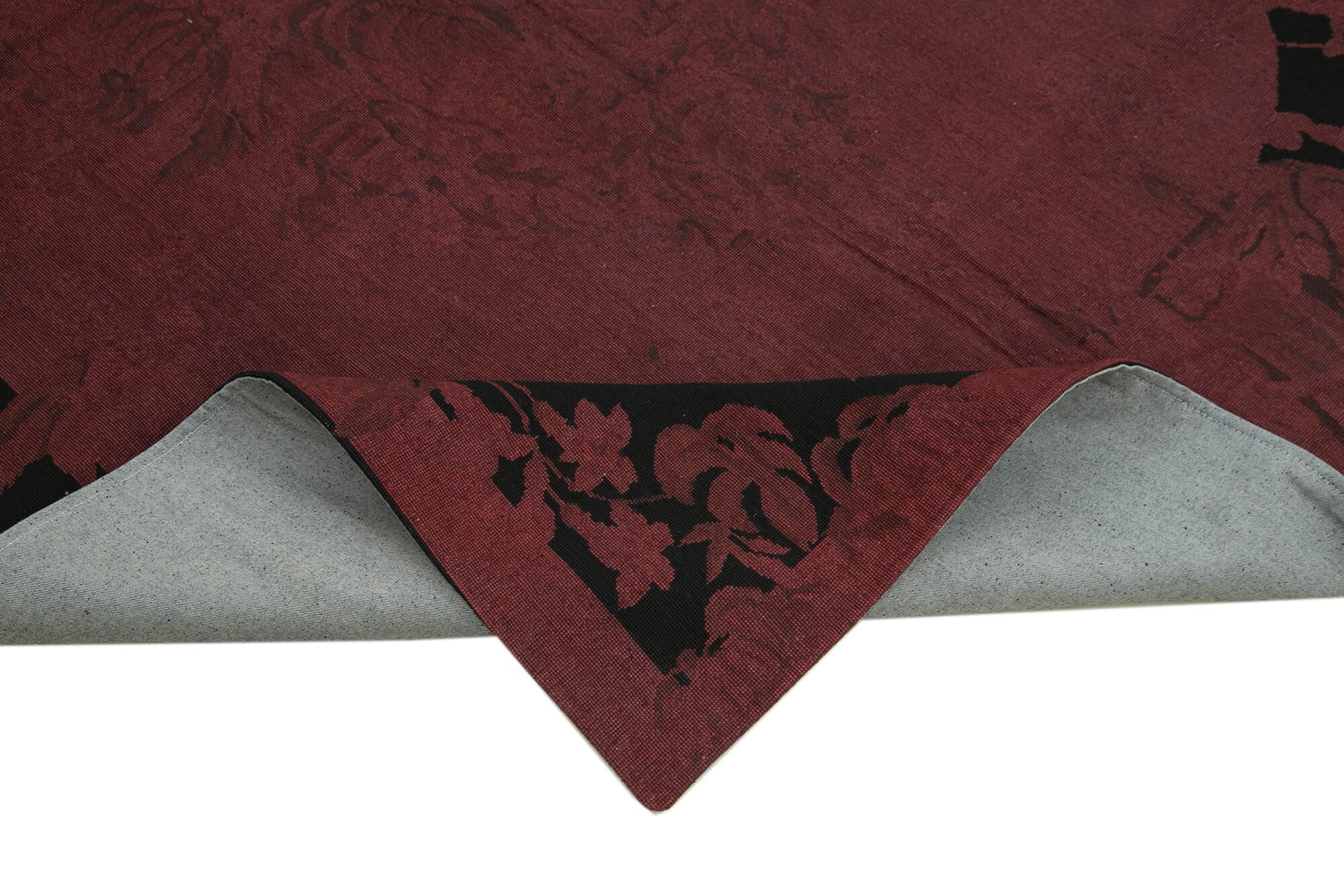 Handmade Area Rug – Needlepoint Floral Design Red Cotton Wool Carpet 5'4"x8'3"