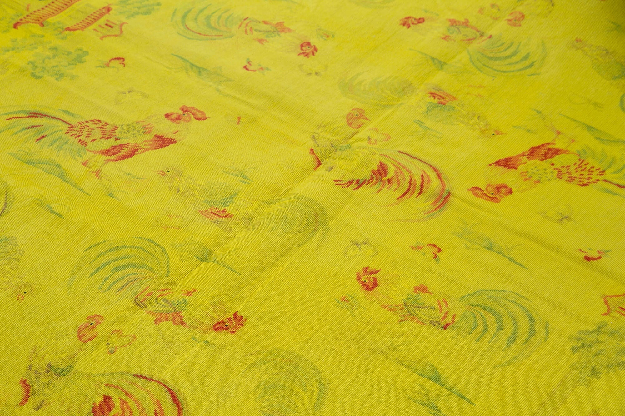 Handmade Wool Area Rug – Vintage Yellow Floral Rug, Durable Cotton Wool Carpet 5'4''x8'5''