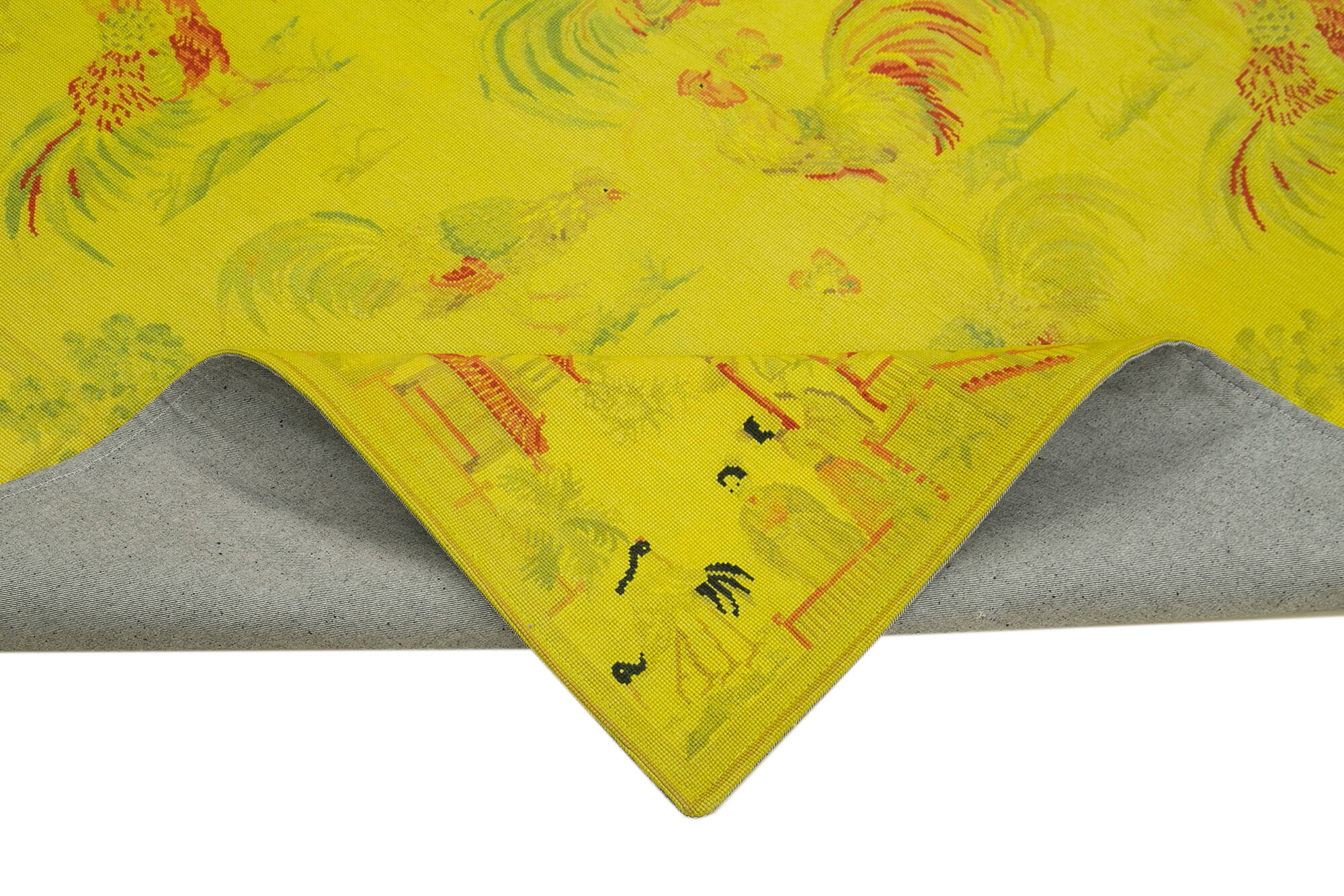 Handmade Wool Area Rug – Vintage Yellow Floral Rug, Durable Cotton Wool Carpet 5'4''x8'5''