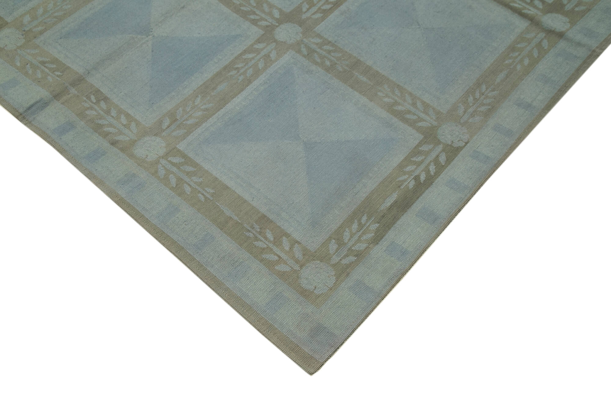 Handmade Wool Area Rug – Vintage Grey Floral Rug 5'7''x8'7'' Cotton Wool Carpet