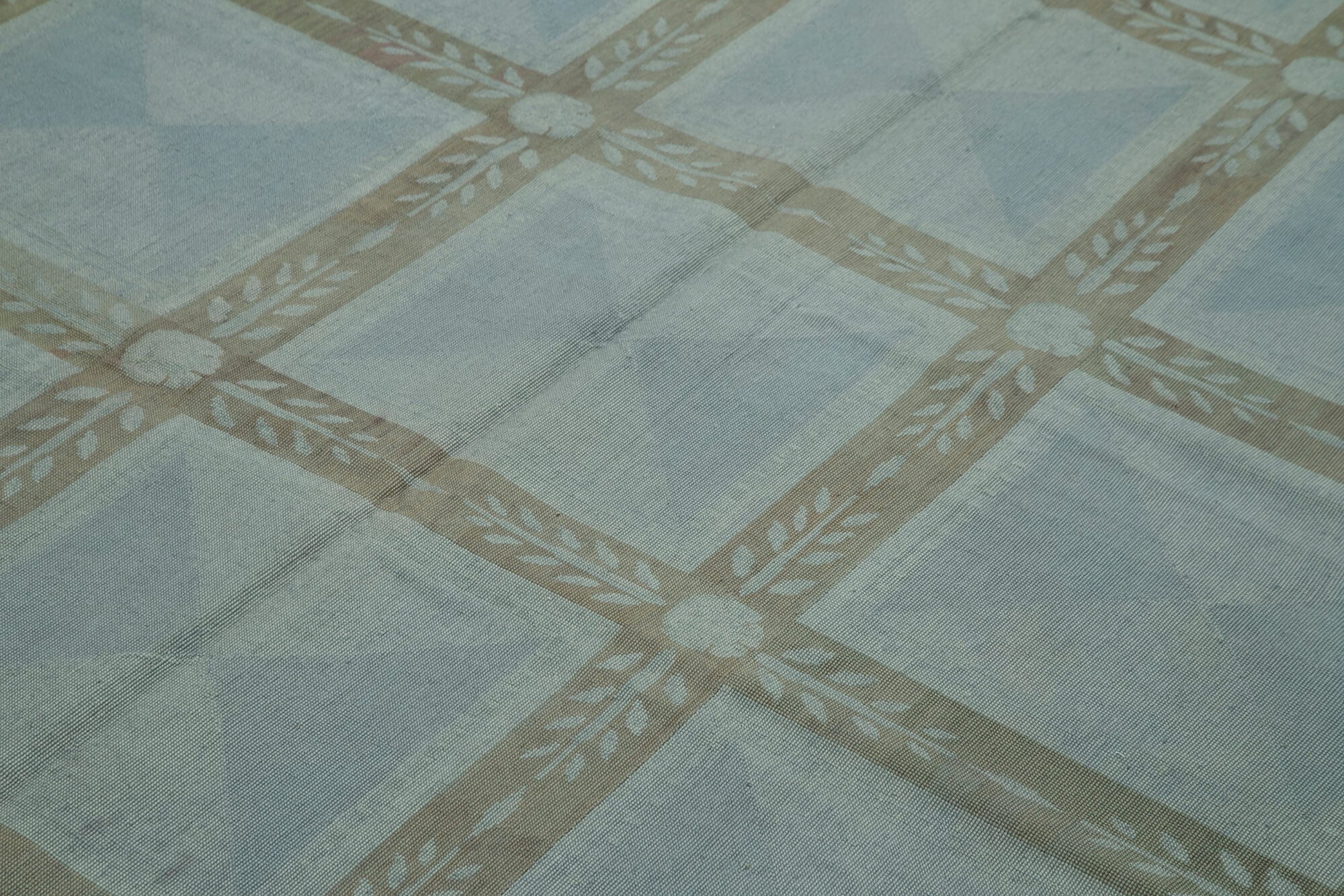 Handmade Wool Area Rug – Vintage Grey Floral Rug 5'7''x8'7'' Cotton Wool Carpet