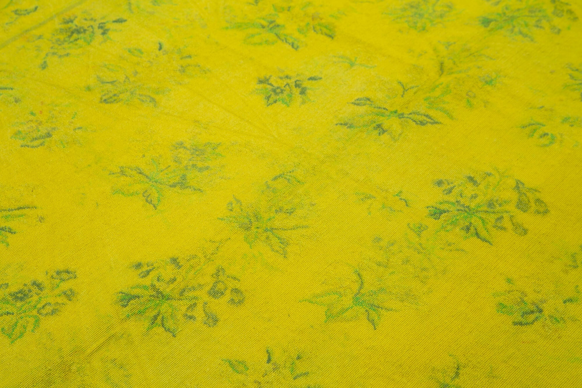 Handmade Wool Area Rug – Yellow Floral Carpet, Vintage Cotton Wool Rug 5'5''x8'3''