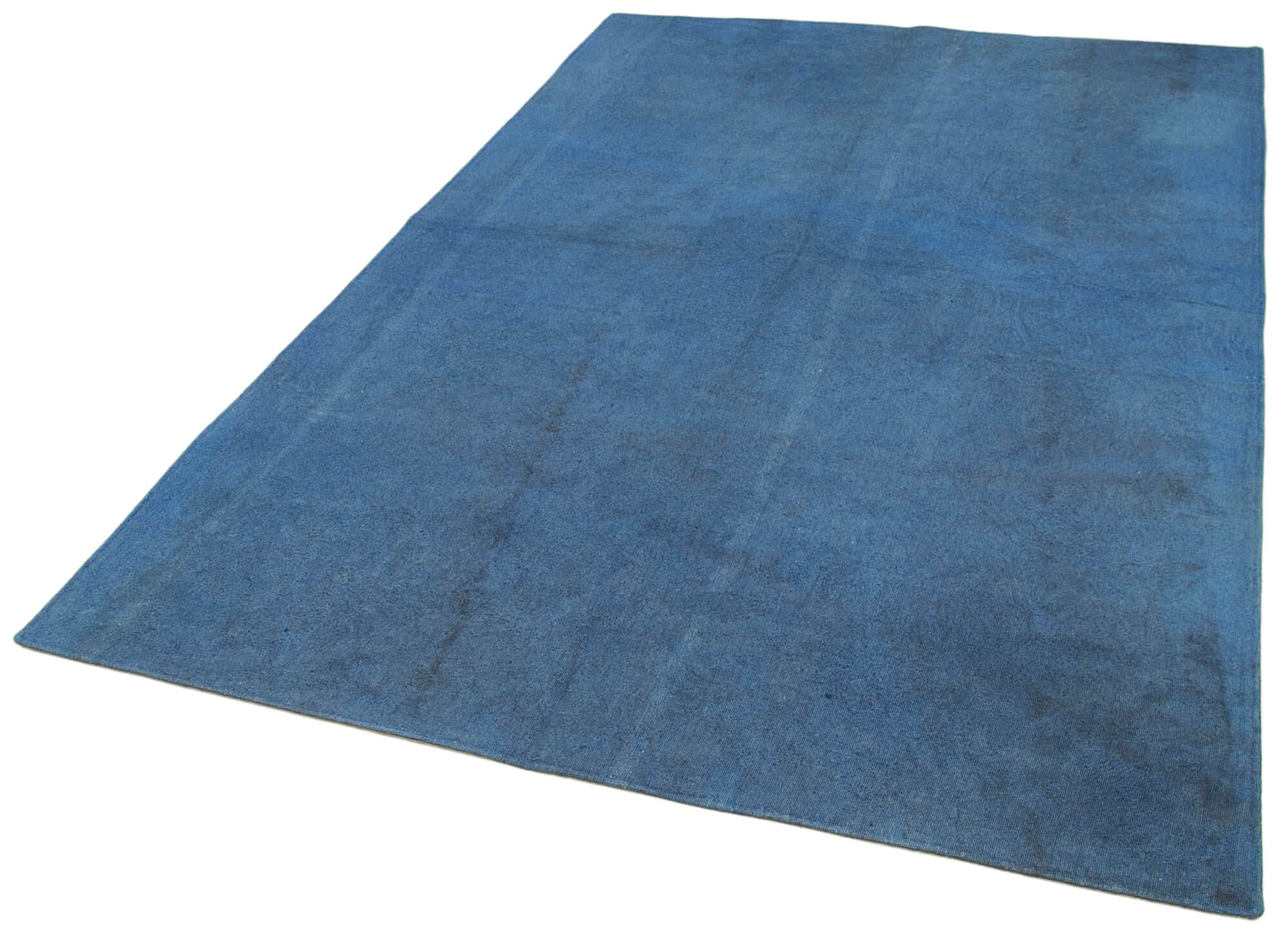 Handmade Wool Area Rug – Blue Floral Cotton Wool Rug 5x8 Vintage Turkish Carpet